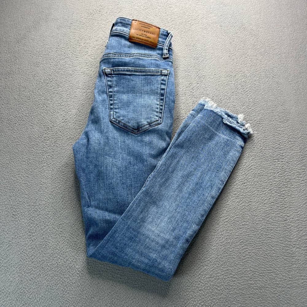 Kut from the Kloth Donna Ankle Skinny Jeans Womens 2 Blue Faded Denim Raw Hem
